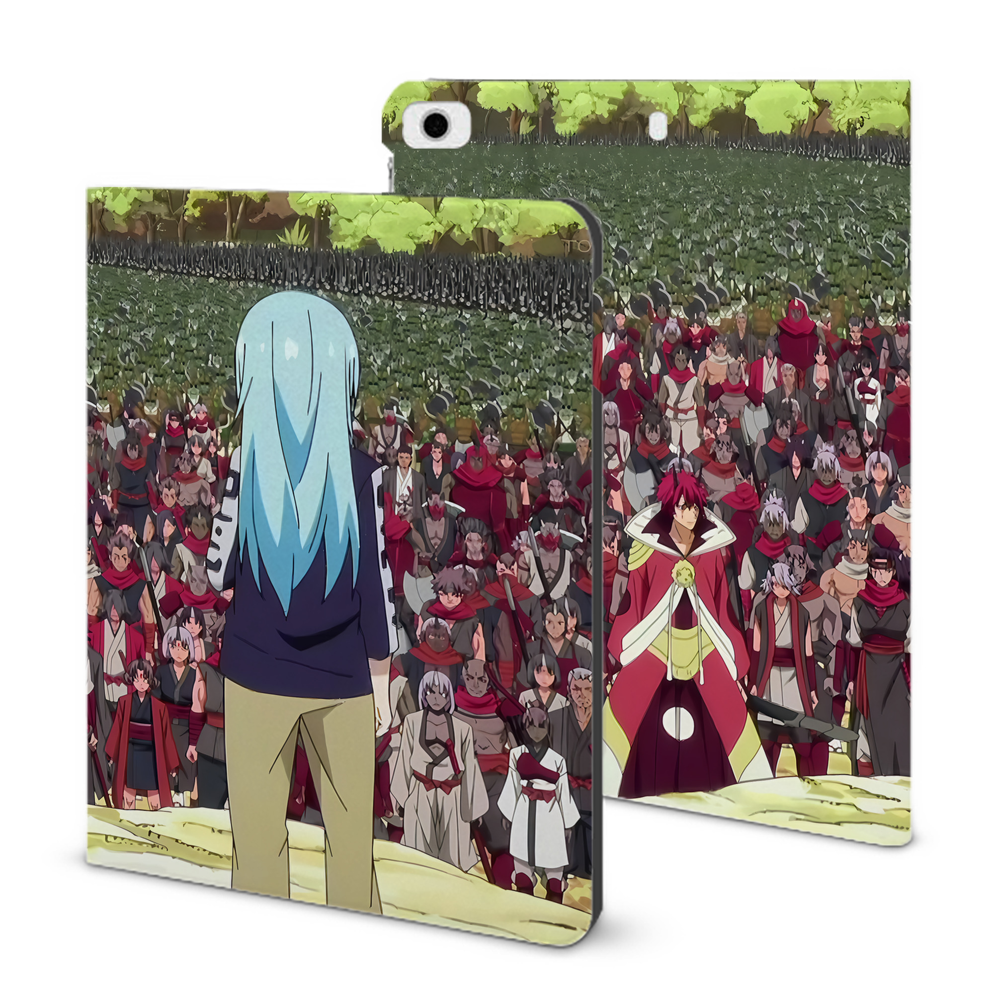 （画像用） 転スラ Regarding Reincarnated to Slime IPad ケース ブック型 PUレザー TPU 耐衝撃 軽量 薄型 ペン収納なし 全面保護 IPad 各モデル対応